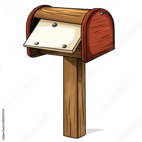 Red mailbox on a white background