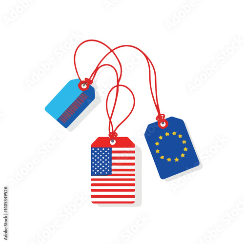 flat vector icon of two price tags with flags of a country
