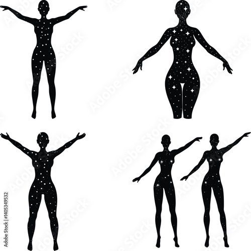 Glitter Body Stickers silhouette vector