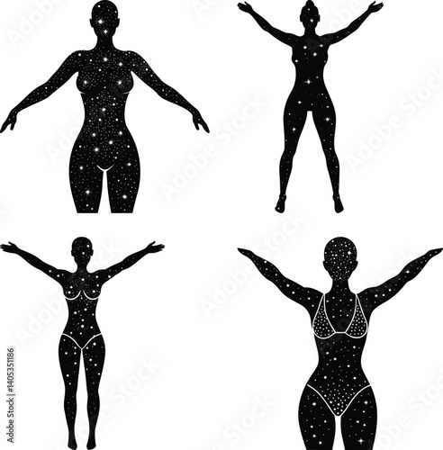 Glitter Body Stickers silhouette vector