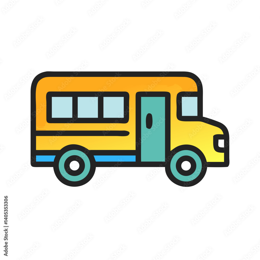Bus Side View Icon Representing City or School Bus Transportation Bus Side View Icon Representing City or School Bus Transportation