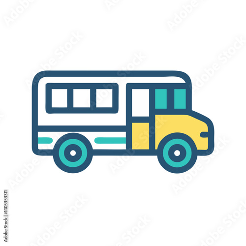 Bus Side View Icon Representing City or School Bus Transportation