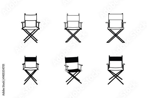 directors chair icon line art vector illustration