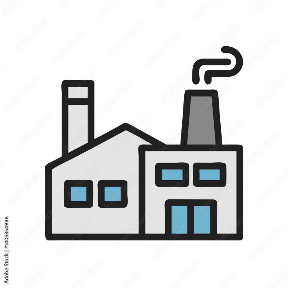 Factory with Chimney Icon – Manufacturing and Industrial Symbol Factory with Chimney Icon – Manufacturing and Industrial Symbol