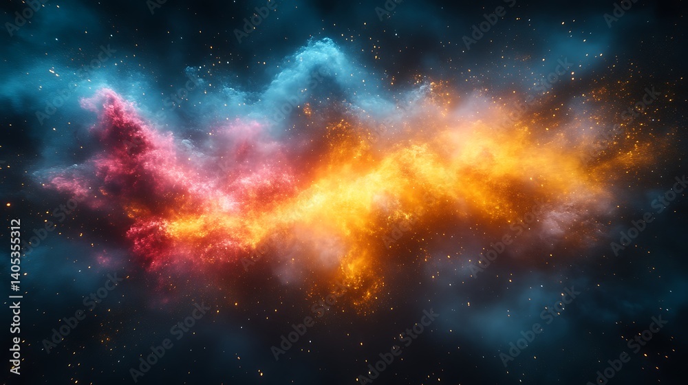Obraz premium Abstract cosmic nebula with fiery and icy colors.