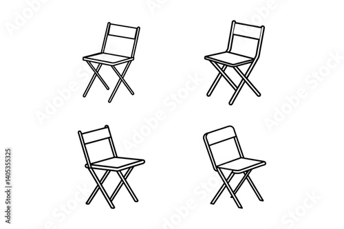 folding chair icon vector illustration outline