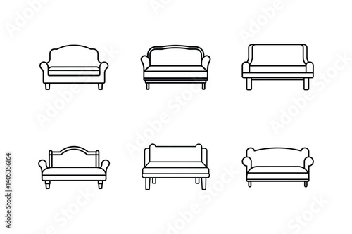 futon icon line art vector illustration