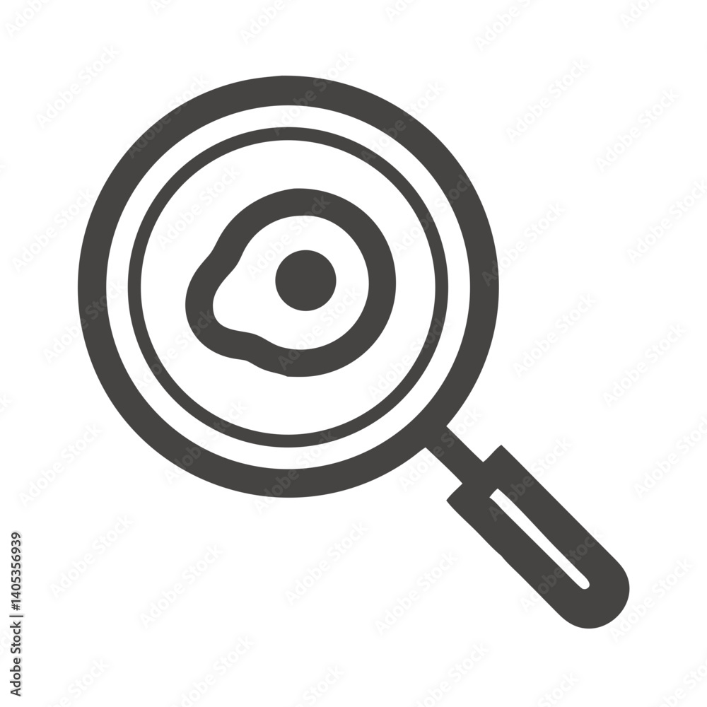 Magnifying Glass with Egg Icon – Food and Ingredient Exploration Symbol Magnifying Glass with Egg Icon – Food and Ingredient Exploration Symbol