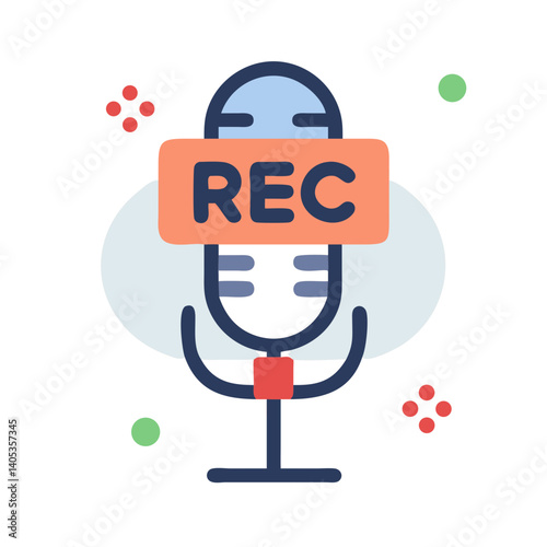 Microphone with Rec Tag Icon – Audio Recording and Media Symbol