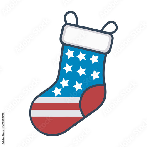 Fourth july themed christmas stocking icon