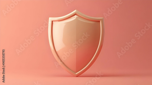 Free Download 3D Golden Shield on Peach Background Symbolizing Protection Security and Defense in Modern Minimalist Design - GFXLoad