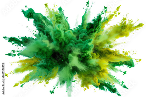 A vibrant explosion of green and yellow hues creates an eye-catching and dynamic abstract effect with beautiful color mixing