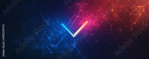 A futuristic, geometric network of neon lines, showcasing connectivity. The visual symbol is a modern concept, in vibrant blue and red hues. 
