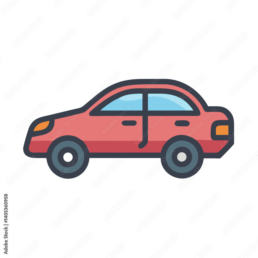 Naklejka premium Side View Car Icon – Sedan and Compact Vehicle Symbol