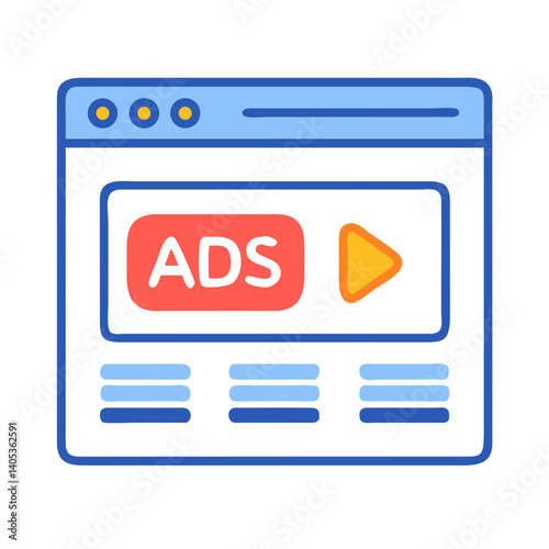 Video with Ads Panel Icon – Monetized Content and Advertising Symbol
