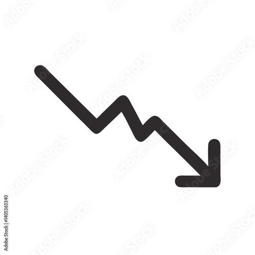 Zigzag Arrow Pointing Down-Right Icon – Decline and Reversal Symbol