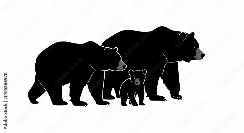 Fototapeta premium black silhouettes of elephants