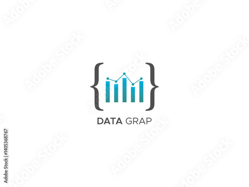 data visualization logo with chart and curly braces