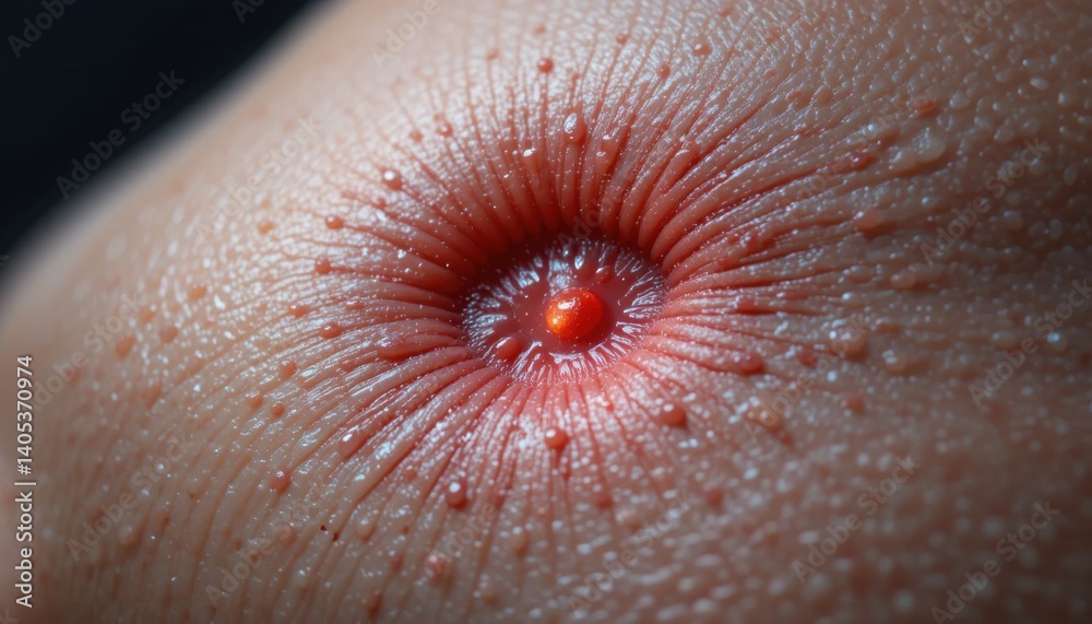 Fototapeta premium Macro View of Atrophic Scar on Skin Texture, Clinical Analysis, Health Environment