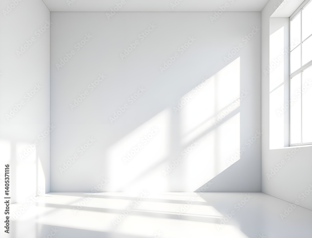 Sunlit Empty Room with Large Window Interior Design Mockup