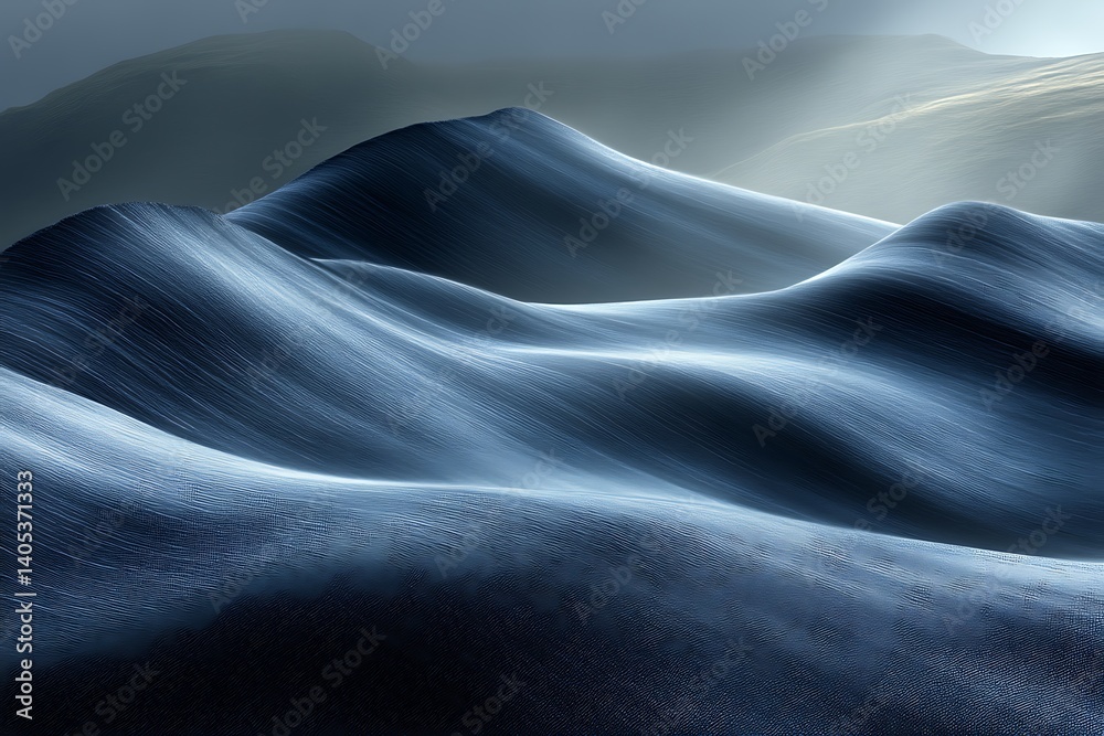 Obraz premium Abstract blue wavy landscape.