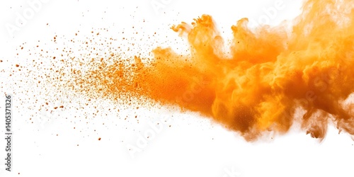 Close-Up View of an Abstract Orange Powder Explosion Creating a Burst of Color and Energy, abstract fire background