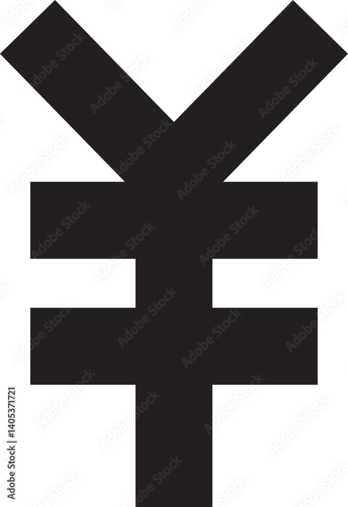 Obraz premium Japanese yen symbol icon silhouette vector flat illustration design