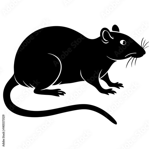 a rat silhouettee on white background



