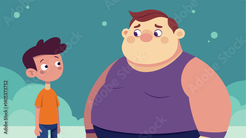 A short film where a man confronts his childhood bully who used to fat shame him and delivers a powerful message of selflove and acceptance.. Vector illustration