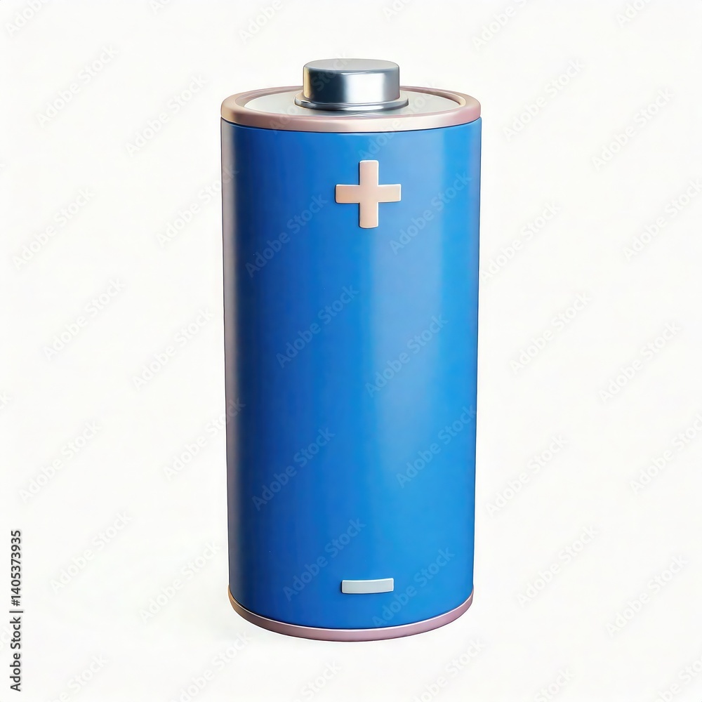 Blue Cylindrical Battery: A Clean, Minimalist 3D Render Blue Cylindrical Battery: A Clean, Minimalist 3D Render