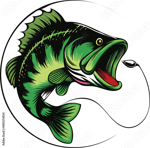 vector illustration of a fish, stylized bass fish logo vector illustration