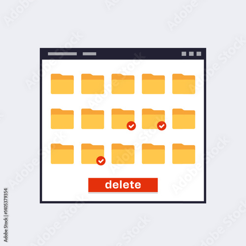delete file folders vector ui design