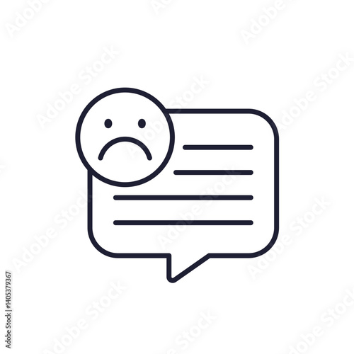 complaint, bad feedback line icon on white