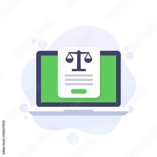 online legal help icon with a laptop, flat design