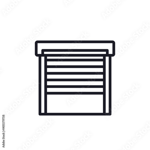 shutter door icon on white, line vector