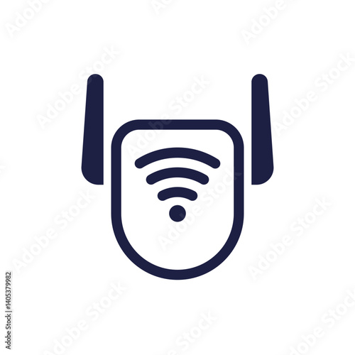 WiFi extender icon, Wi-Fi signal booster or amplifier pictogram