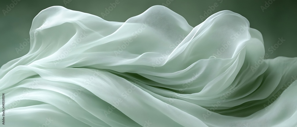 Fototapeta premium Abstract flowing sage green fabric.