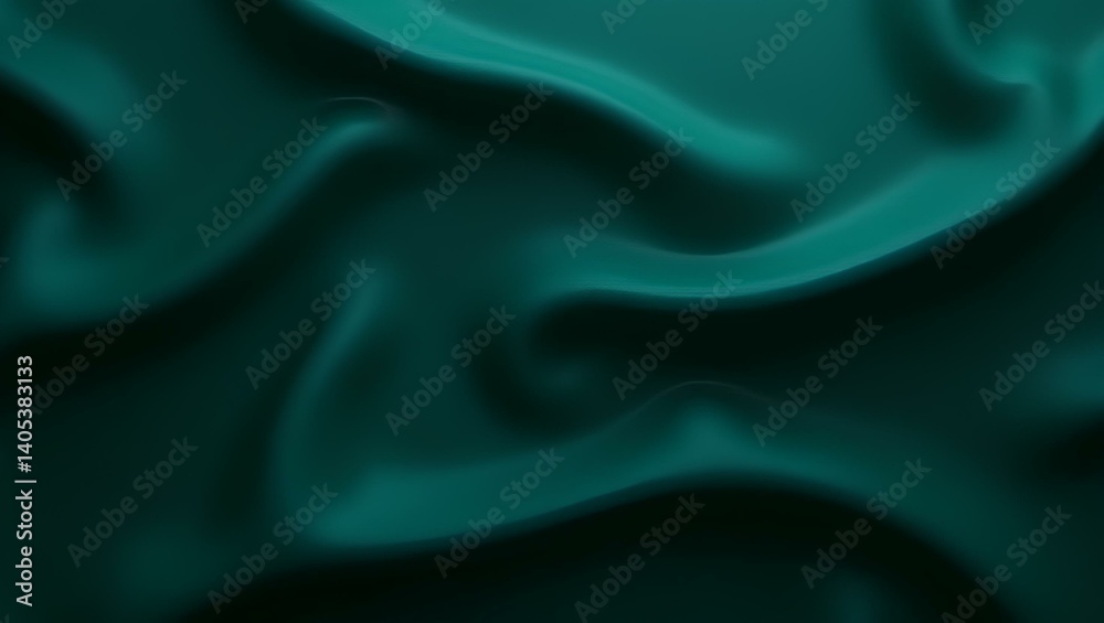Obraz premium Dark green background featuring stylized waves in varying shades of green, creating a dynamic and fluid visual effect