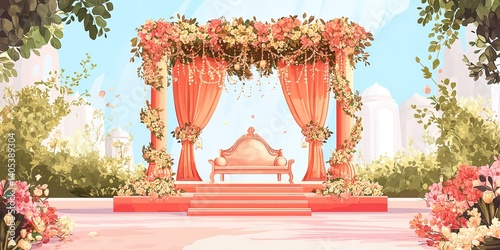 traditional indian wedding theme with floral decor