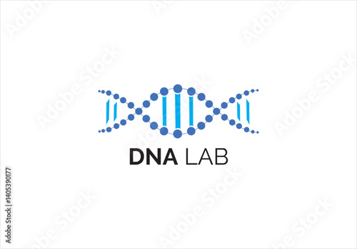 modern DNA lab logo with blue helix dot design
