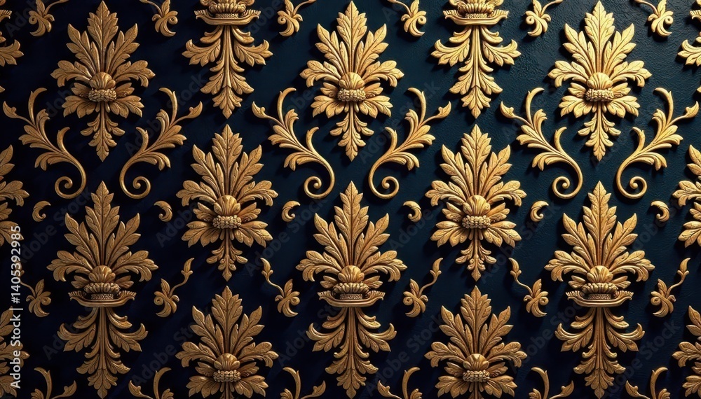 Intricate damask-style floral pattern, opulent gold accents , elegant, flower Intricate damask-style floral pattern, opulent gold accents , elegant, flower