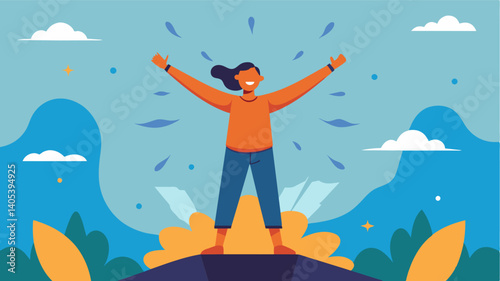 A person gracefully going through lifes challenges trusting in their own resilience and inner strength.. Vector illustration