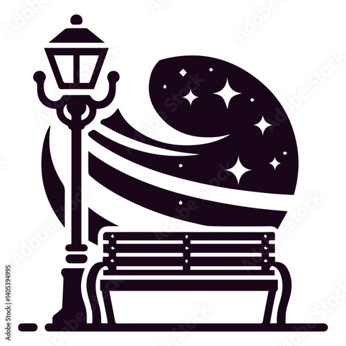 Marvelous streetlight artwork featuring abstract tree, creative bench, and shape