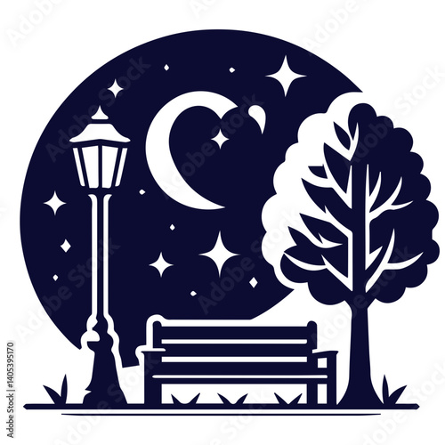 Unified streetlight design combining stylish bench, artistic tree, and details