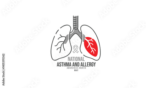 National asthma and allergies awareness month. background, banner, card, poster, template. Vector illustration.