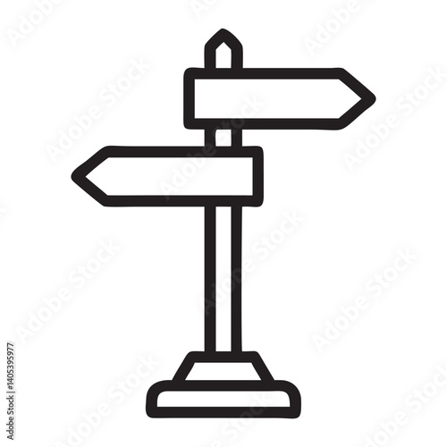 Directional Signpost Outline Vector, Post sign, street, direction icon vector image. Can also be used for Navigation. Signpost or Road Sign Icons Vector Design