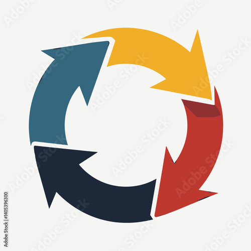 colorful circular arrow design with three interconnected rings