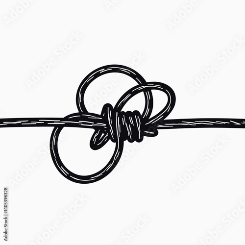 handdrawn black and white rope knot illustration