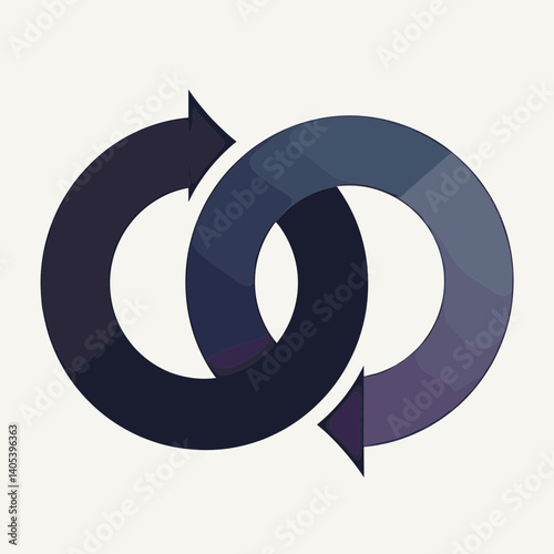 innovative cycle concept with purple and blue arrows