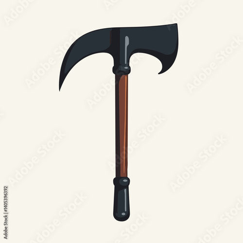vintage axe with brown handle and black head  cartoon illustration